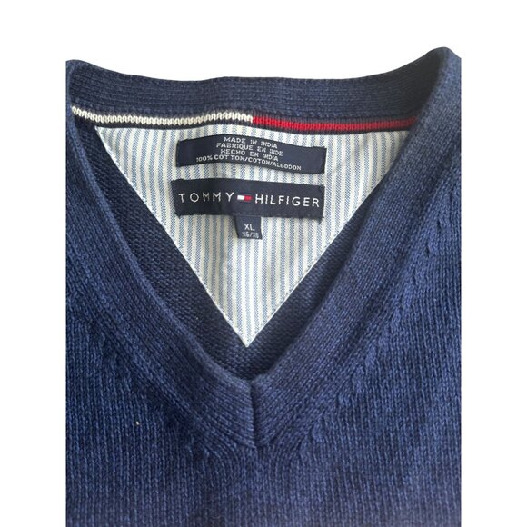 TOMMY HILFIGER Vintage Men's Navy Striped V Neck Vest Size XL - Picture 5 of 6